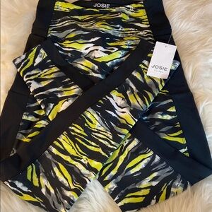 Josie Natori Black and Yellow Leggings